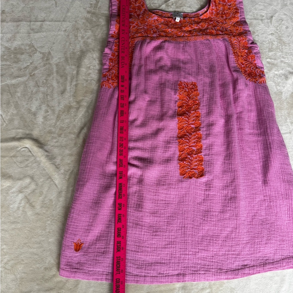 J. Marie The Rae Dress Pink Orange Embroidered Cotton Mini Women’s Size M - Picture 8 of 8